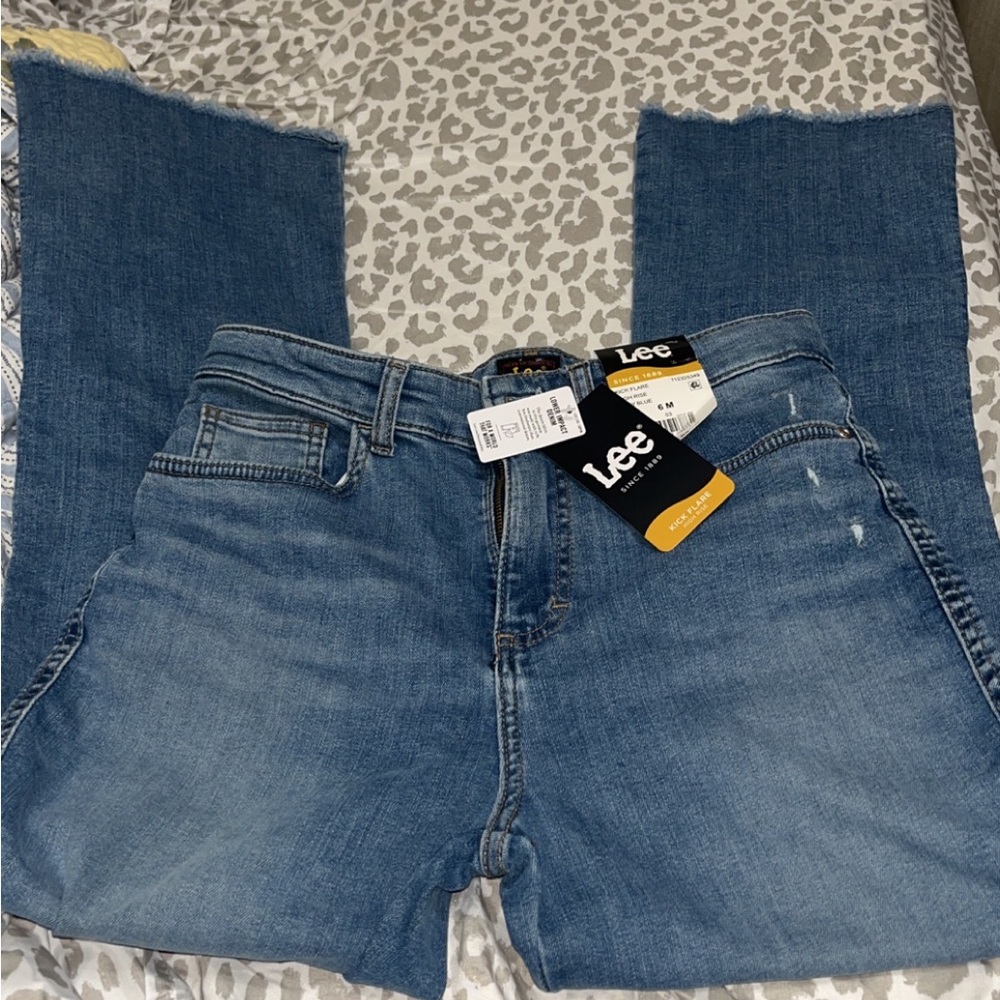 size 6 lee high rise kick flare jeans